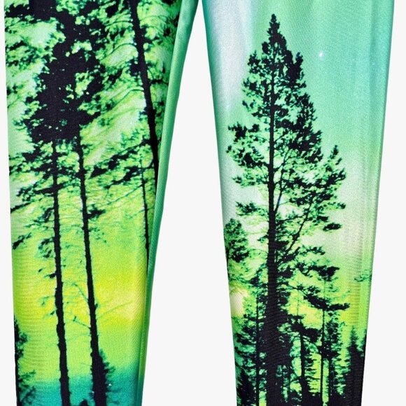 Black Milk Size S Aurora Skye Leggings Aurora Borealis Blue Green Sky Stretch - Picture 4 of 11